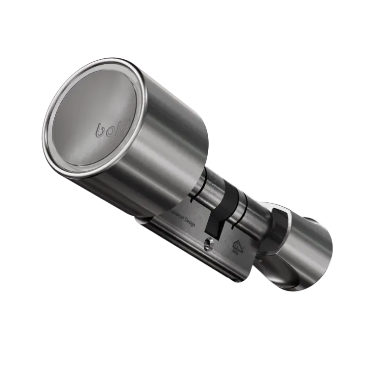 Bold Smart Cylinder SX-33 argent, avec son gros bouton intérieur et son petit bouton extérieur