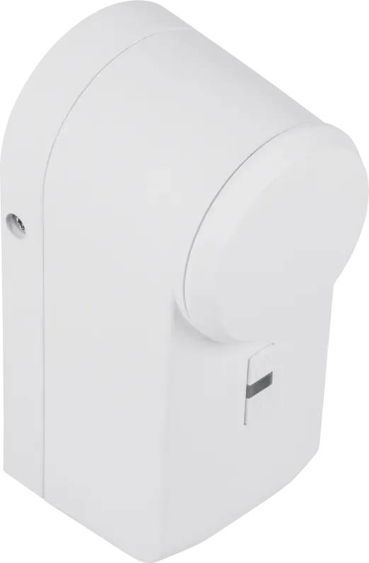 Motorisation eqiva Bluetooth Smart Lock blanche vue de trois quarts, molette ronde et touches de commande