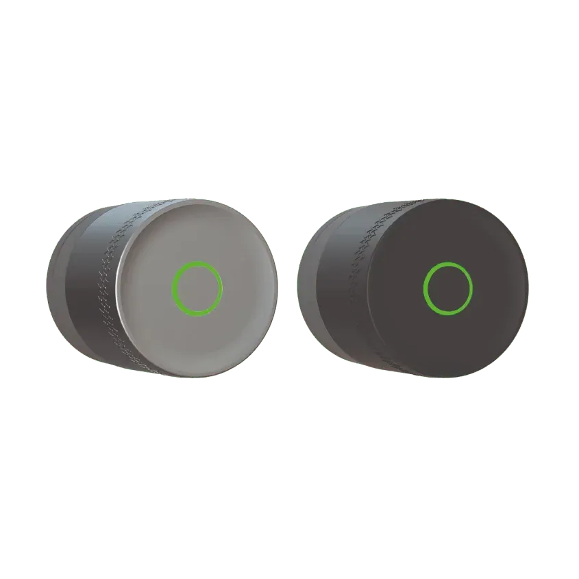 Yale Linus L2 Lite en finitions argent et noir, deux cylindres à anneau lumineux vert